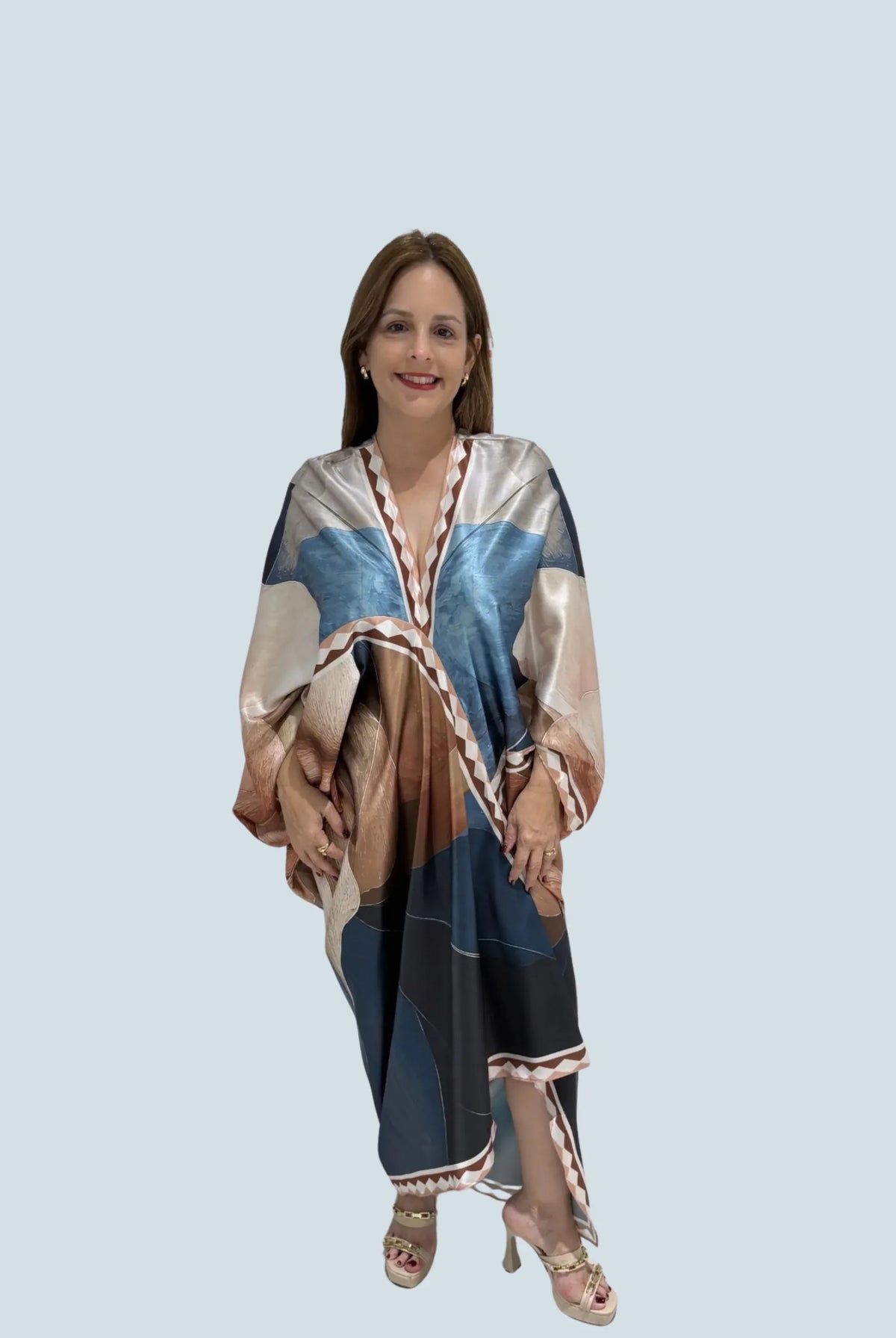 eBoutike Dress Printed Draped Kaftan Maxi Dress