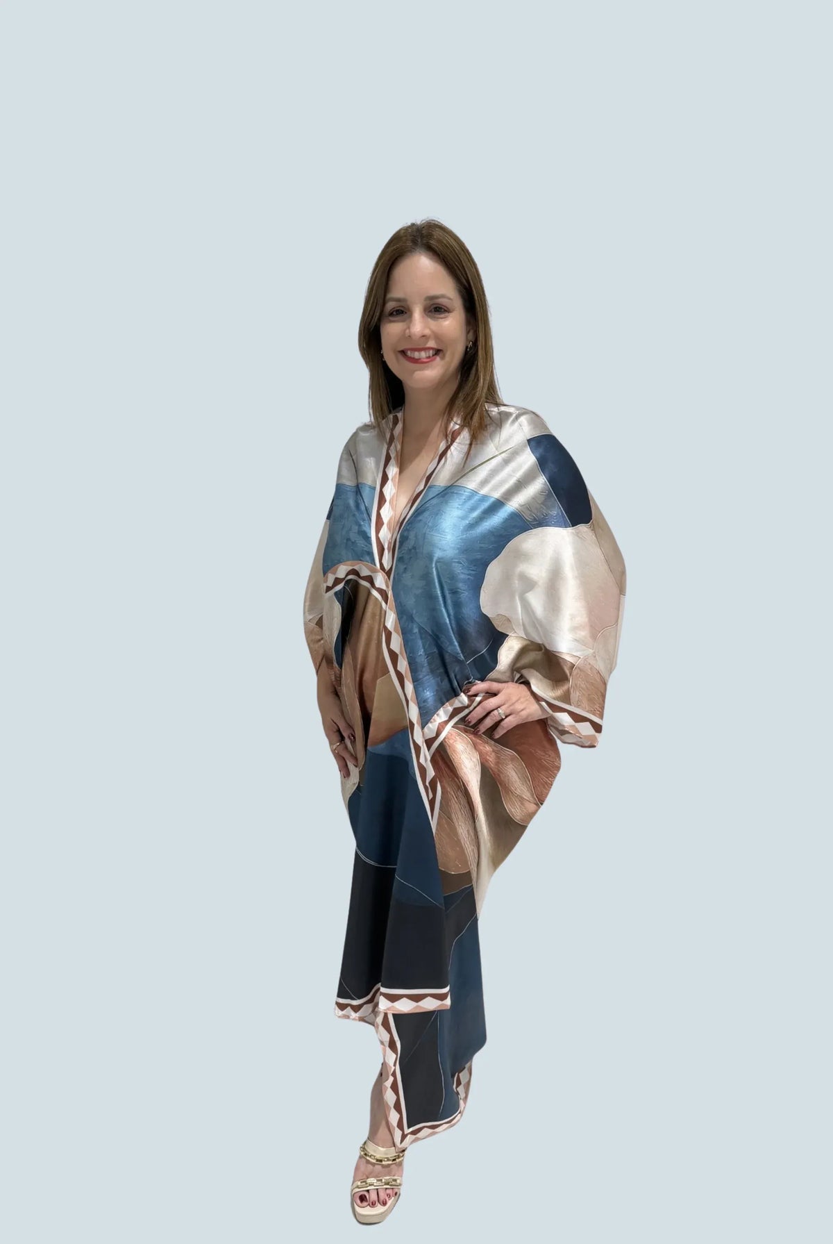eBoutike Dress Printed Draped Kaftan Maxi Dress