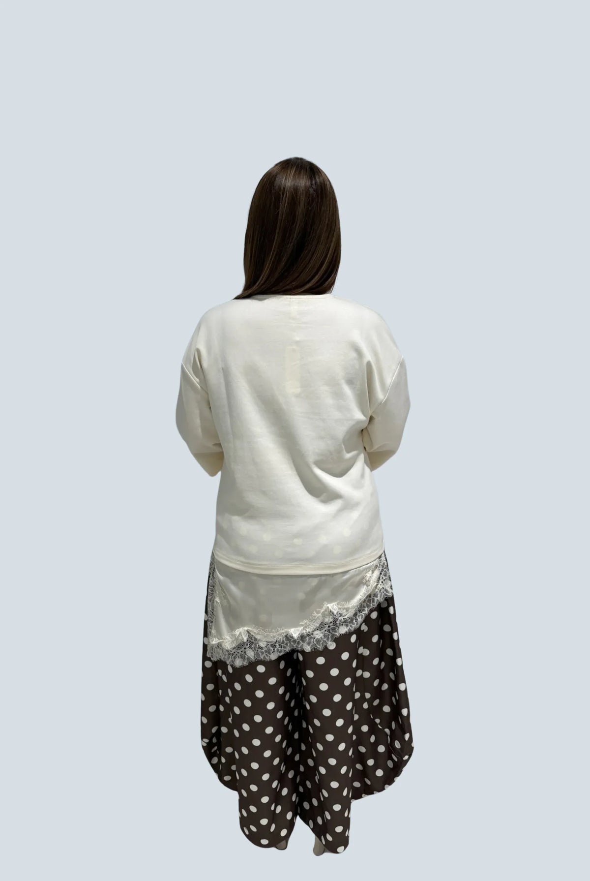 eBoutike Top Asymmetric Lace Trim Top
