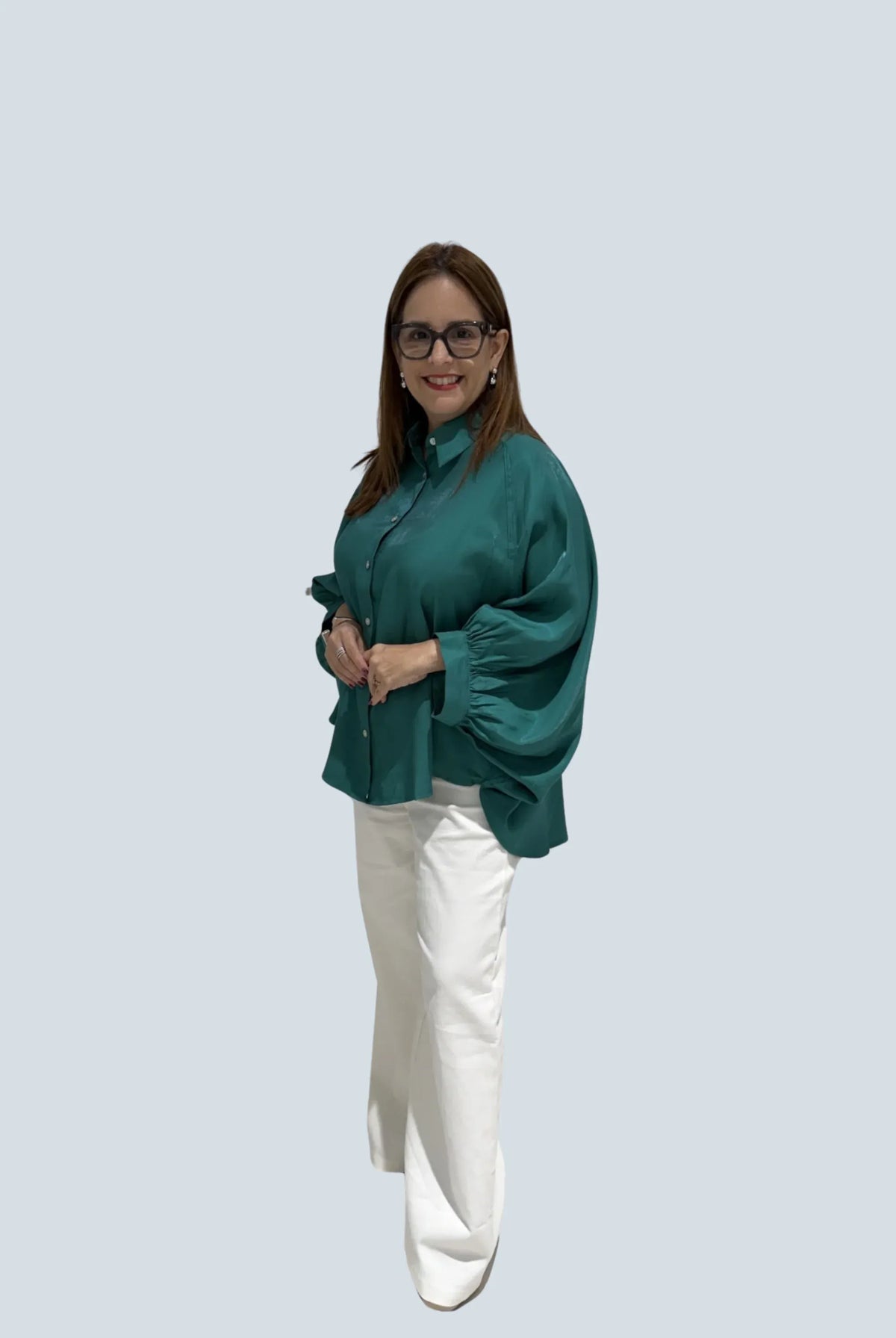 eBoutike Top Puff Wide Long Sleeve Button Down Shirt