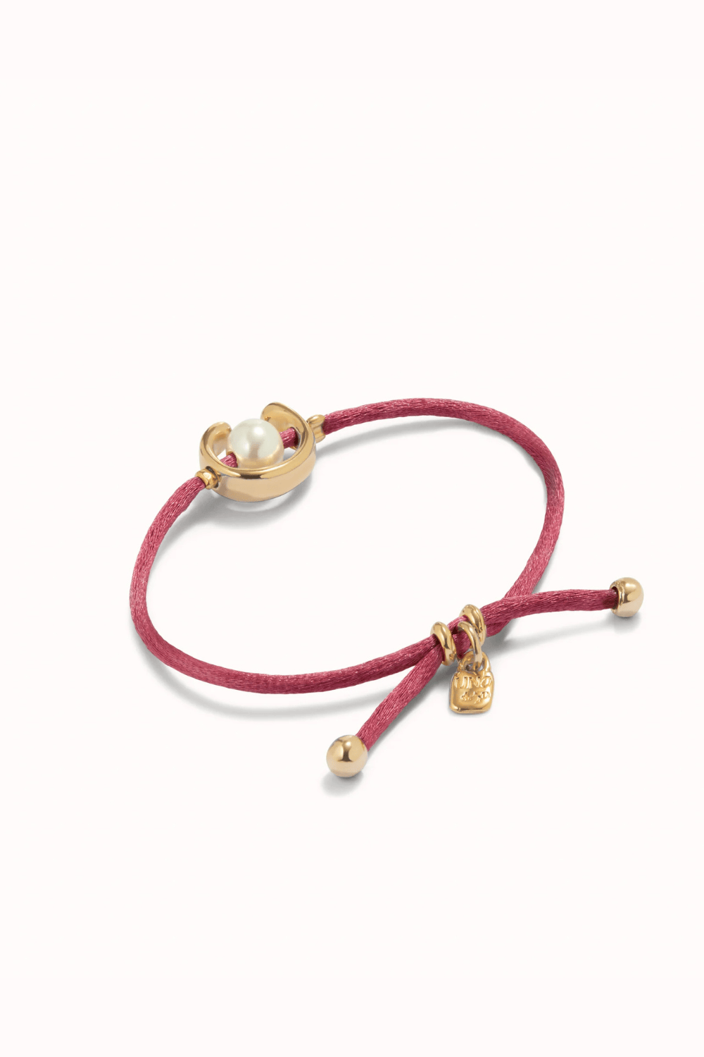 UNOde50 Bracelet Mauve cord bracelet with a pearl