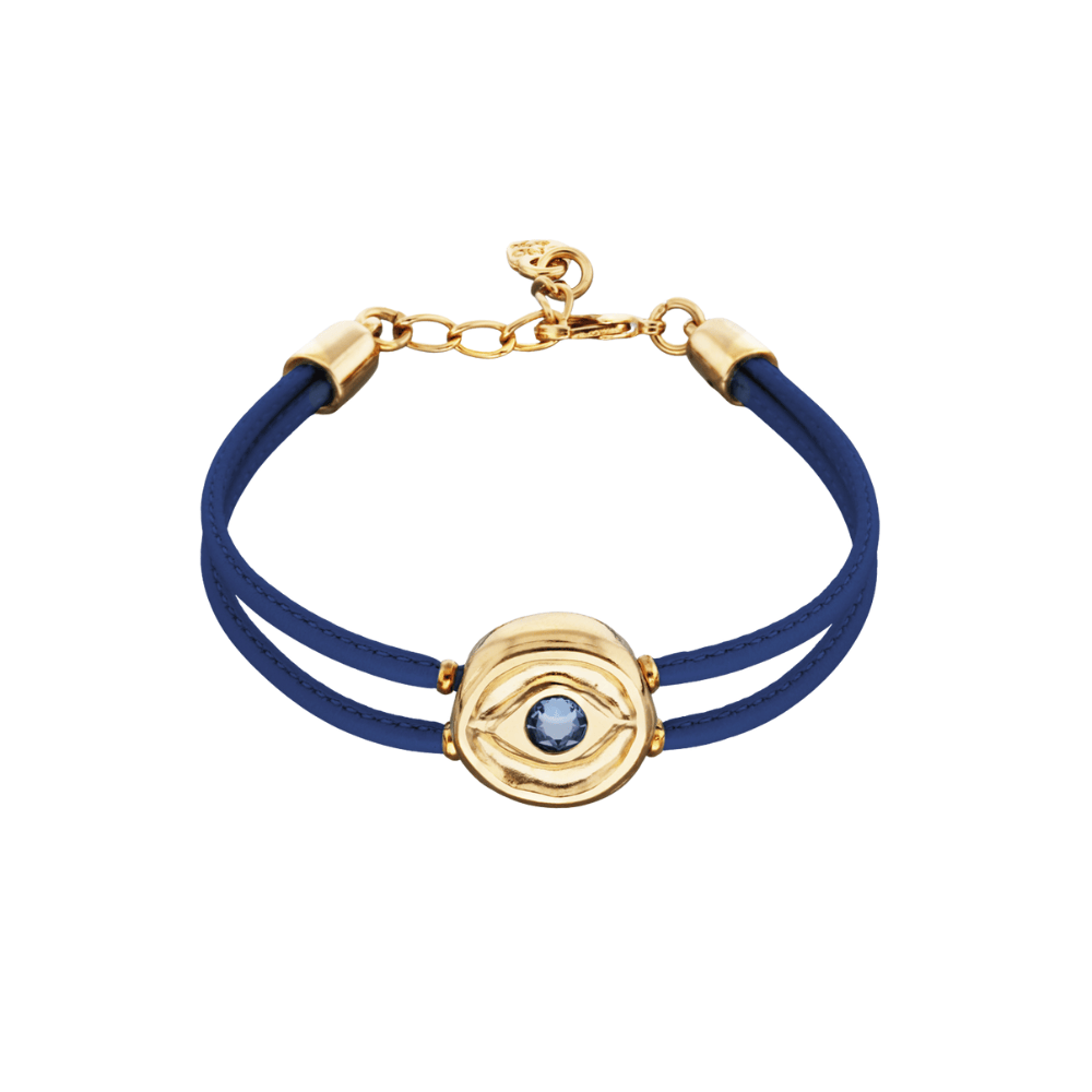 UNOde50 Bracelet Double leather birthstone bracelet with eye