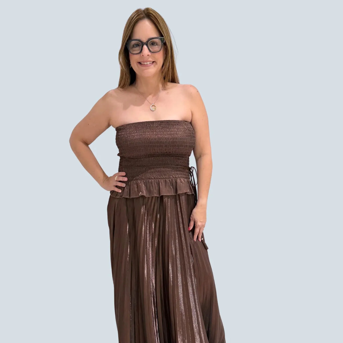 Smocked Strapless Maxi Dress
