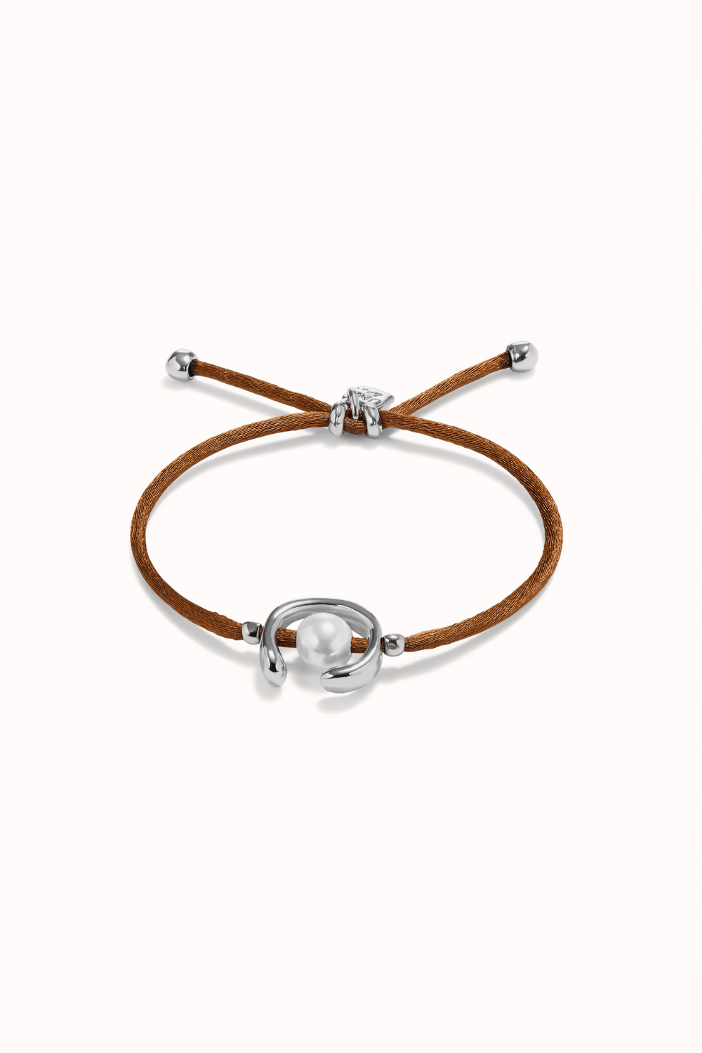 UNOde50 Bracelet Brown cord bracelet with a pearl