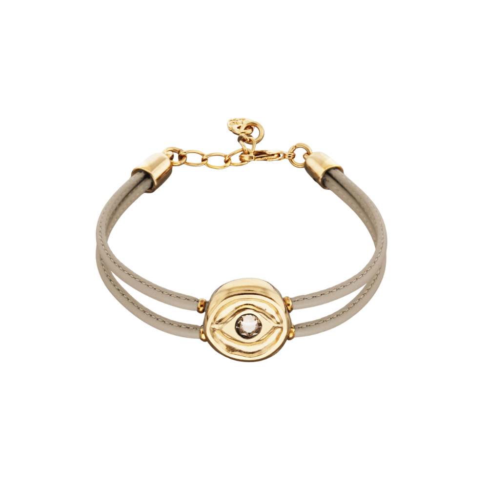 UNOde50 Bracelet Double leather birthstone bracelet with eye