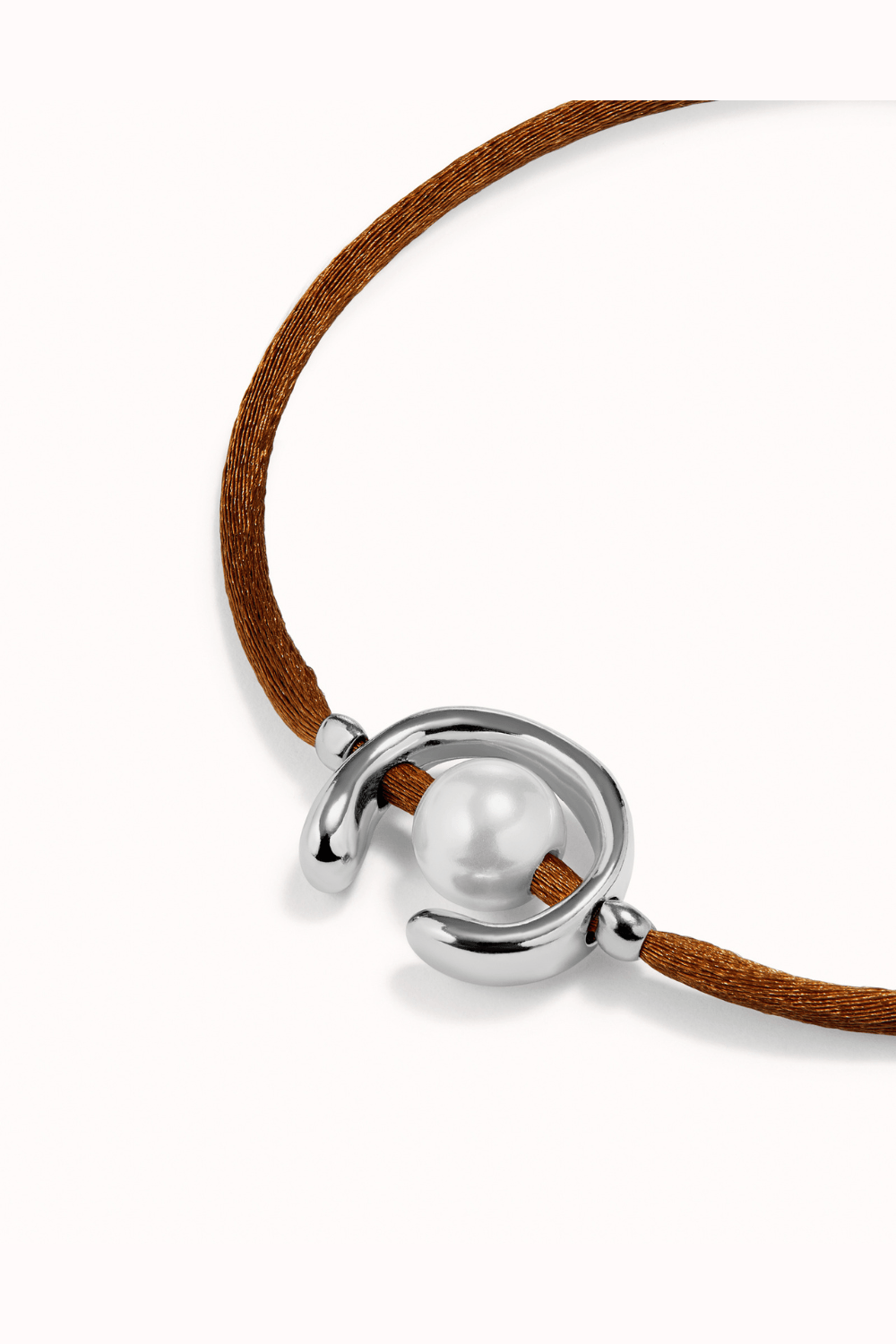 UNOde50 Bracelet Brown cord bracelet with a pearl