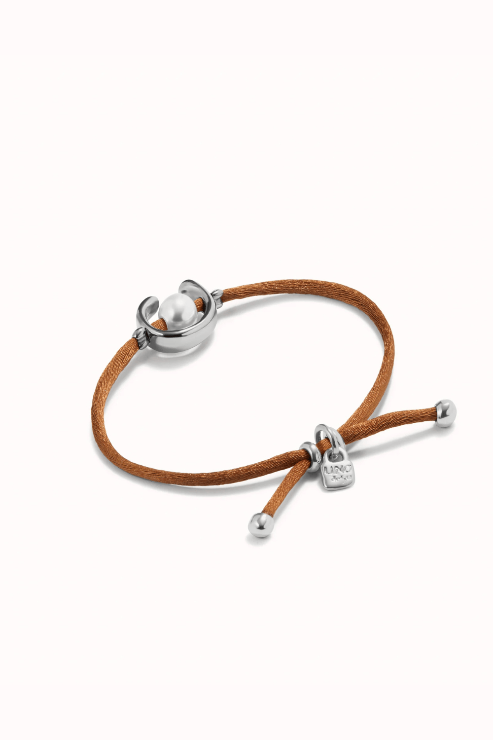 UNOde50 Bracelet Brown cord bracelet with a pearl