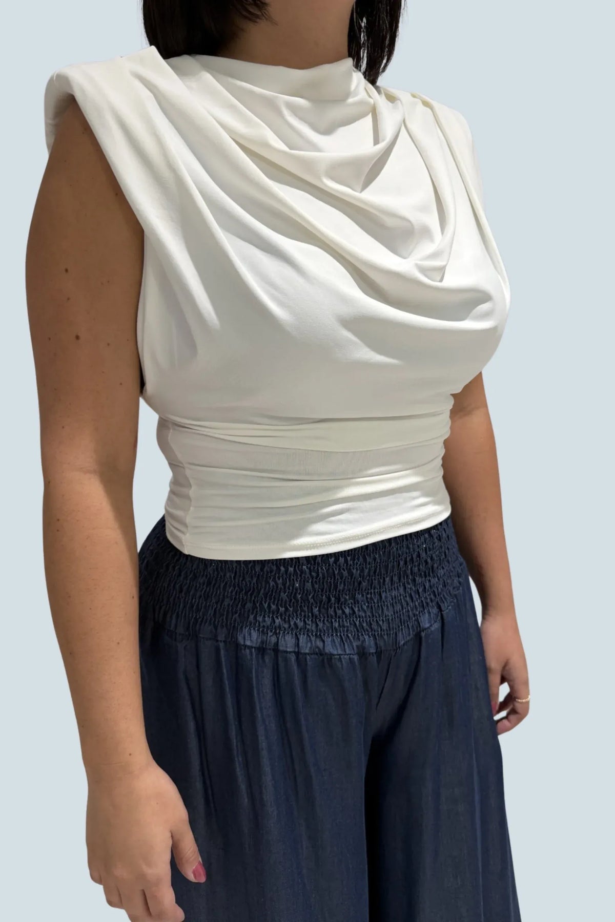 eBoutike Top Draped Cowl-Neck Top
