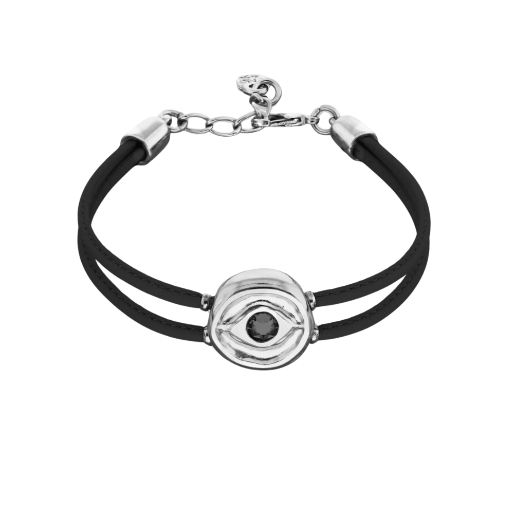UNOde50 Bracelet Double leather birthstone bracelet with eye