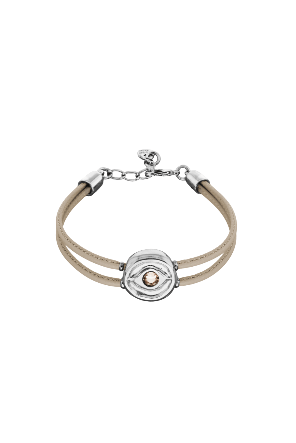 UNOde50 Bracelet Double leather birthstone bracelet with eye