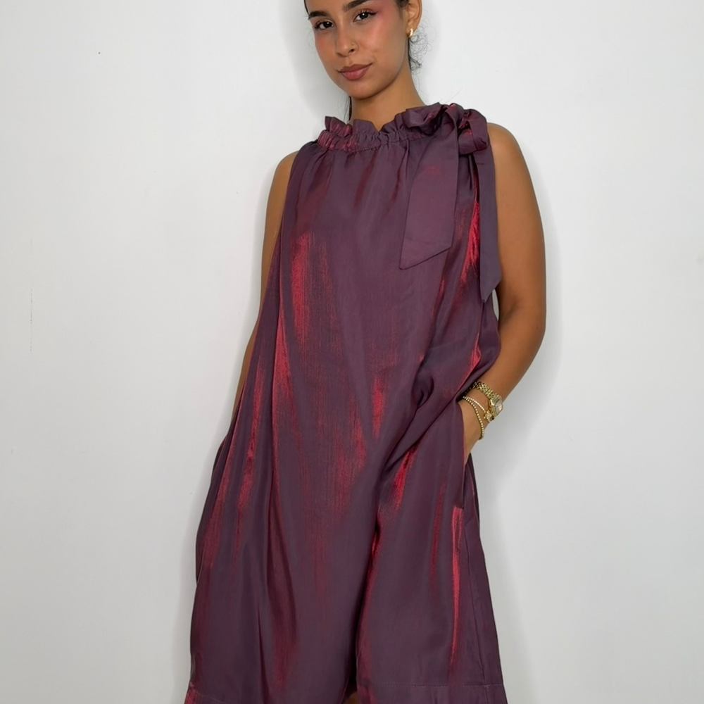 Ruffle Neck Mini Dress