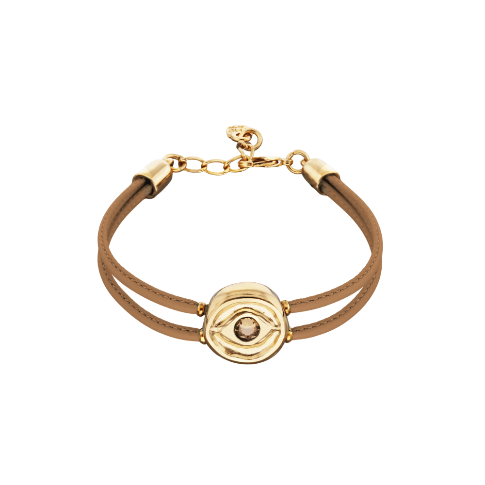 UNOde50 Bracelet Double leather birthstone bracelet with eye