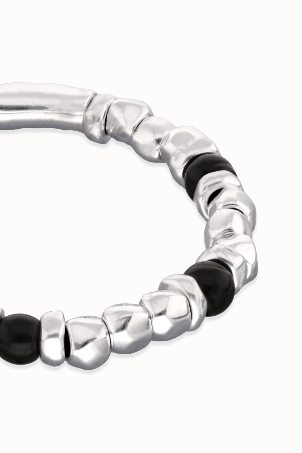 UNOde50 Bracelet Beaded bracelet with silver and black Murano glass beads