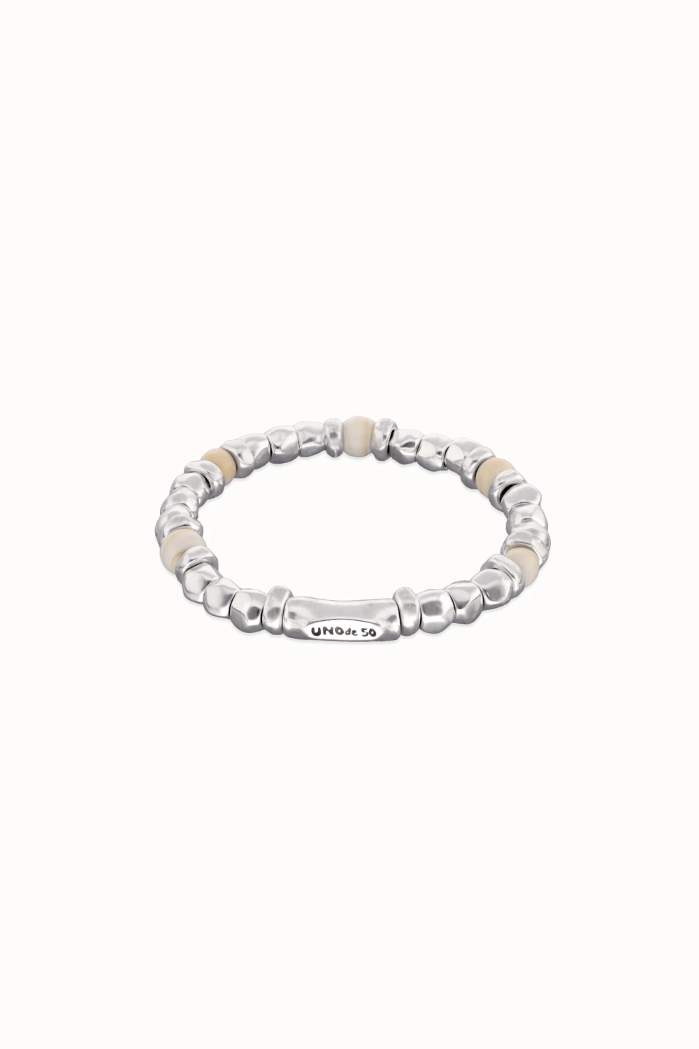 UNOde50 Bracelet Beaded bracelet with silver and black Murano glass beads