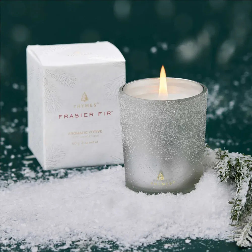 Thymes Fragance Frasier Fir Flocked Votive Candle
