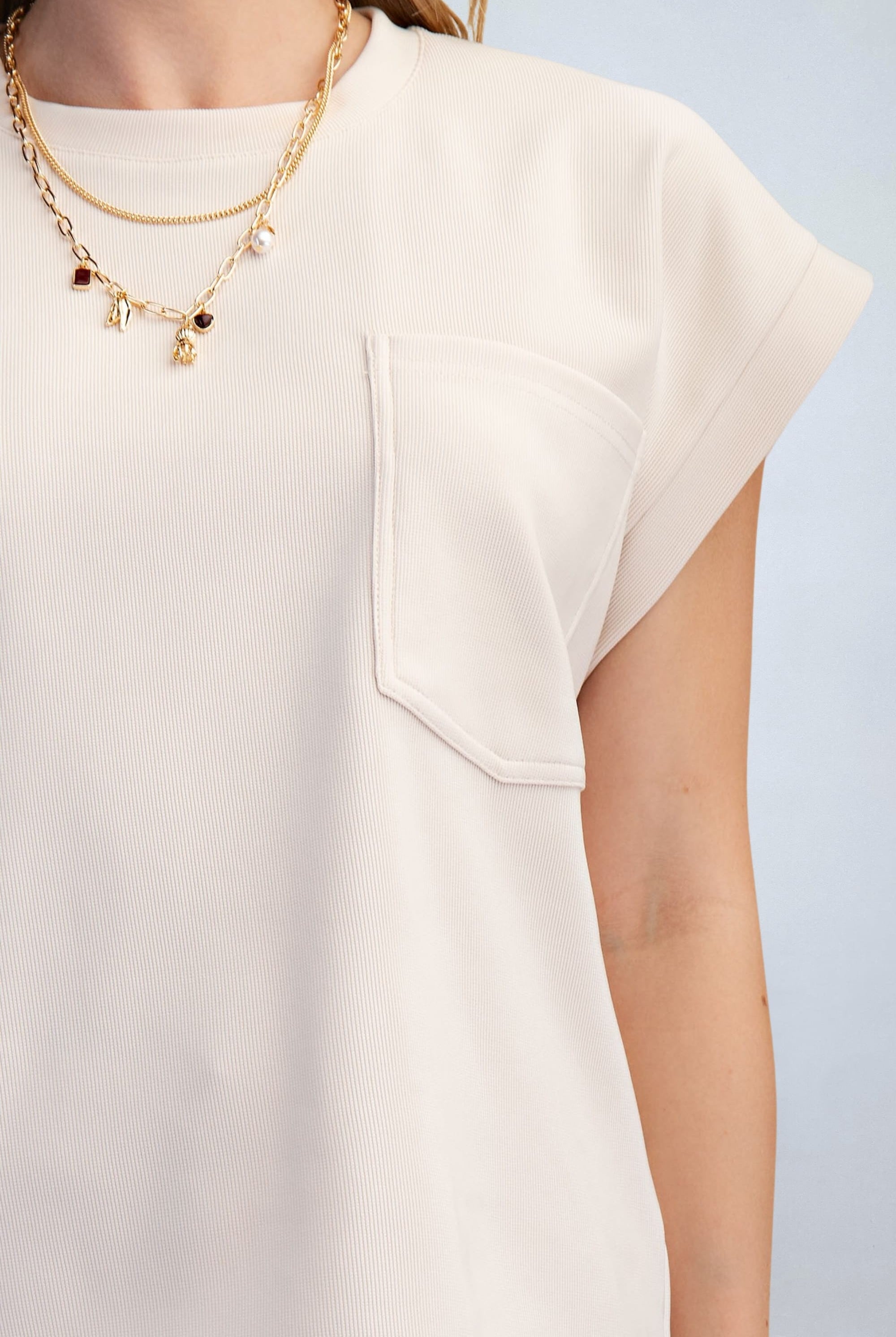 eBoutike Top Round Neck Drop Shoulder Top