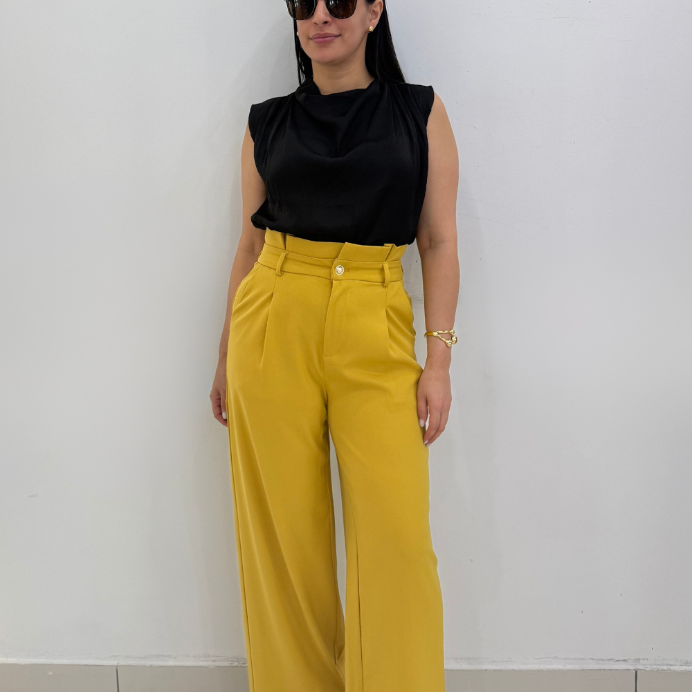 High-Waisted Pleated Wide-Leg Pant