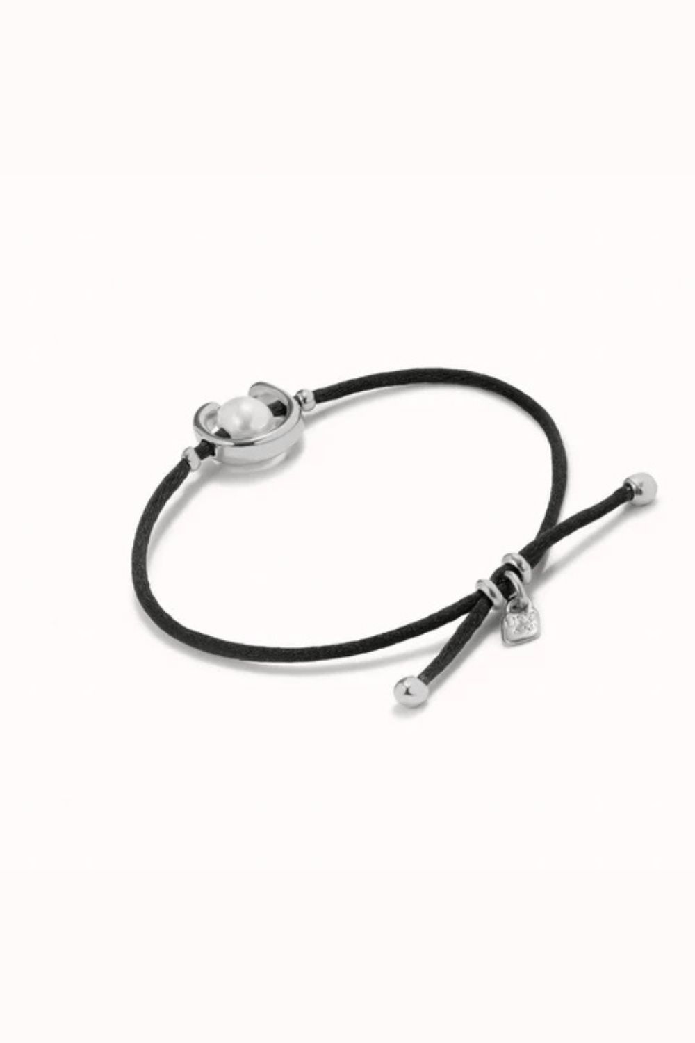 UNOde50 Bracelet Sterling silver-plated black thread bracelet with shell pearl accessory