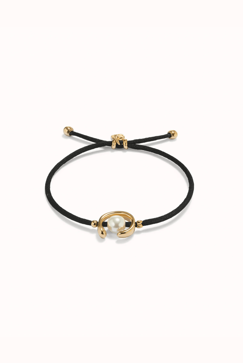 UNOde50 Bracelet 18K gold-plated black thread bracelet with shell pearl accessory