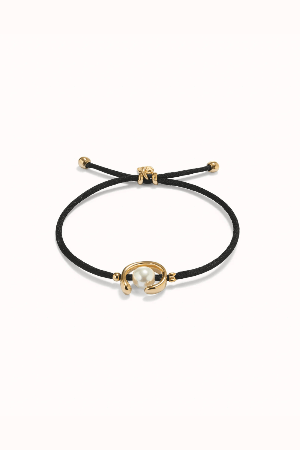 UNOde50 Bracelet 18K gold-plated black thread bracelet with shell pearl accessory