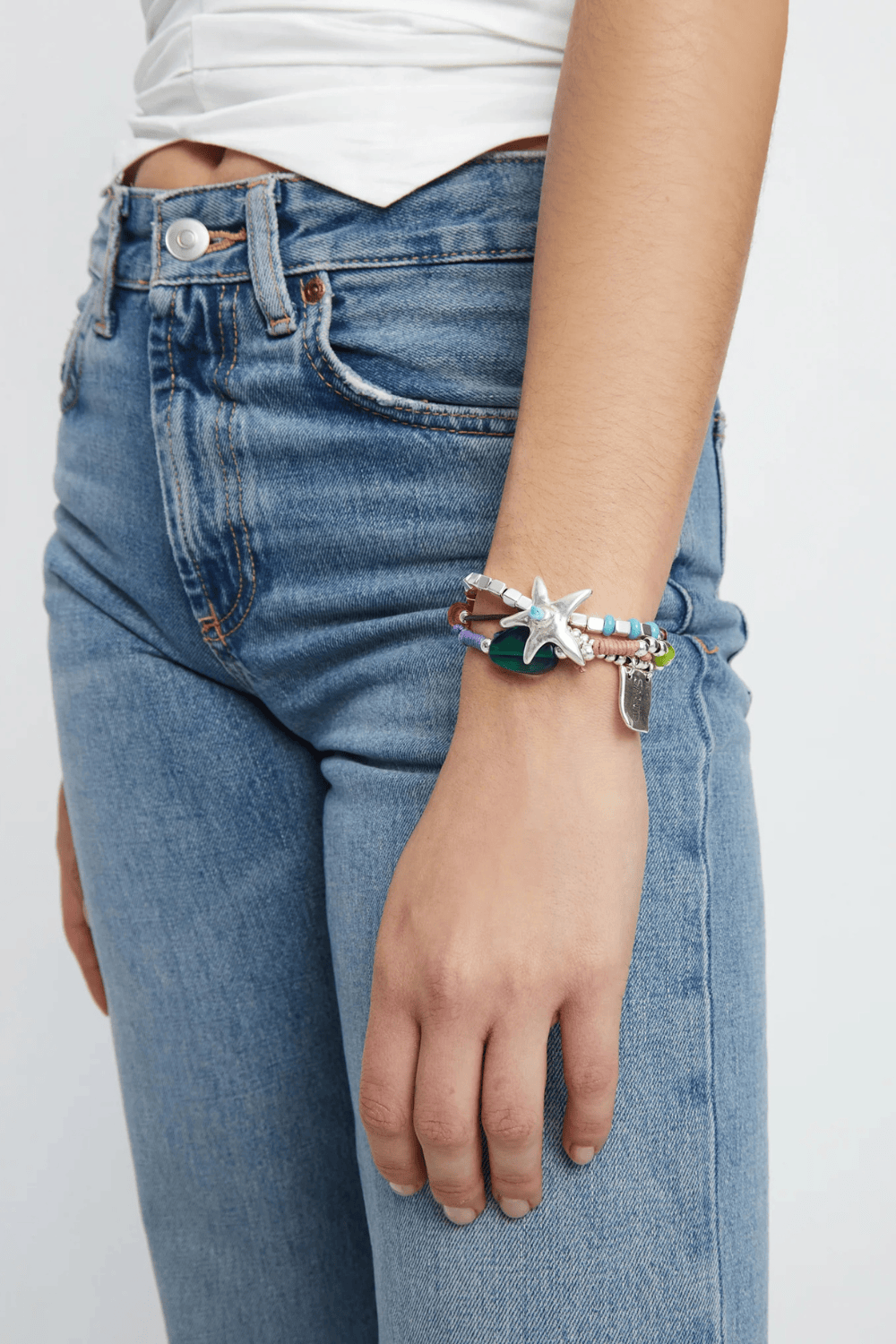 UNOde50 Bracelet Sterling silver-plated beaded bracelet with a star