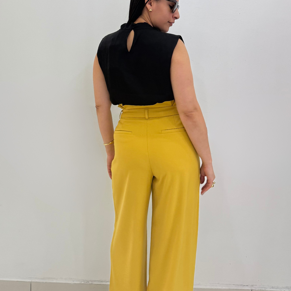 High-Waisted Pleated Wide-Leg Pant