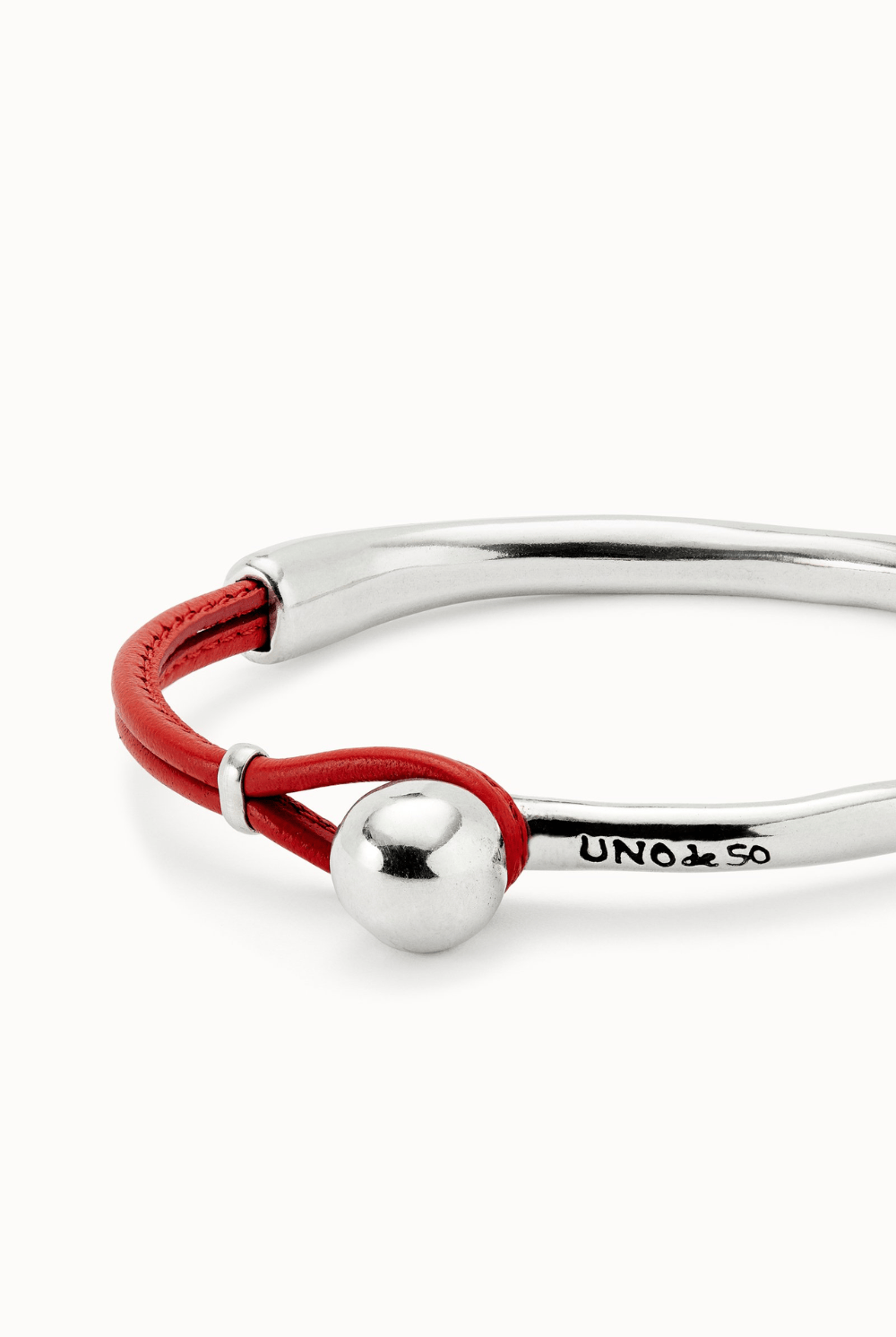 UNOde50 Bracelet Sterling silver-plated bracelet with leather
