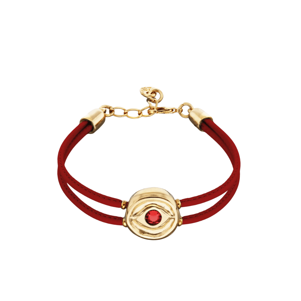 UNOde50 Bracelet Double leather birthstone bracelet with eye