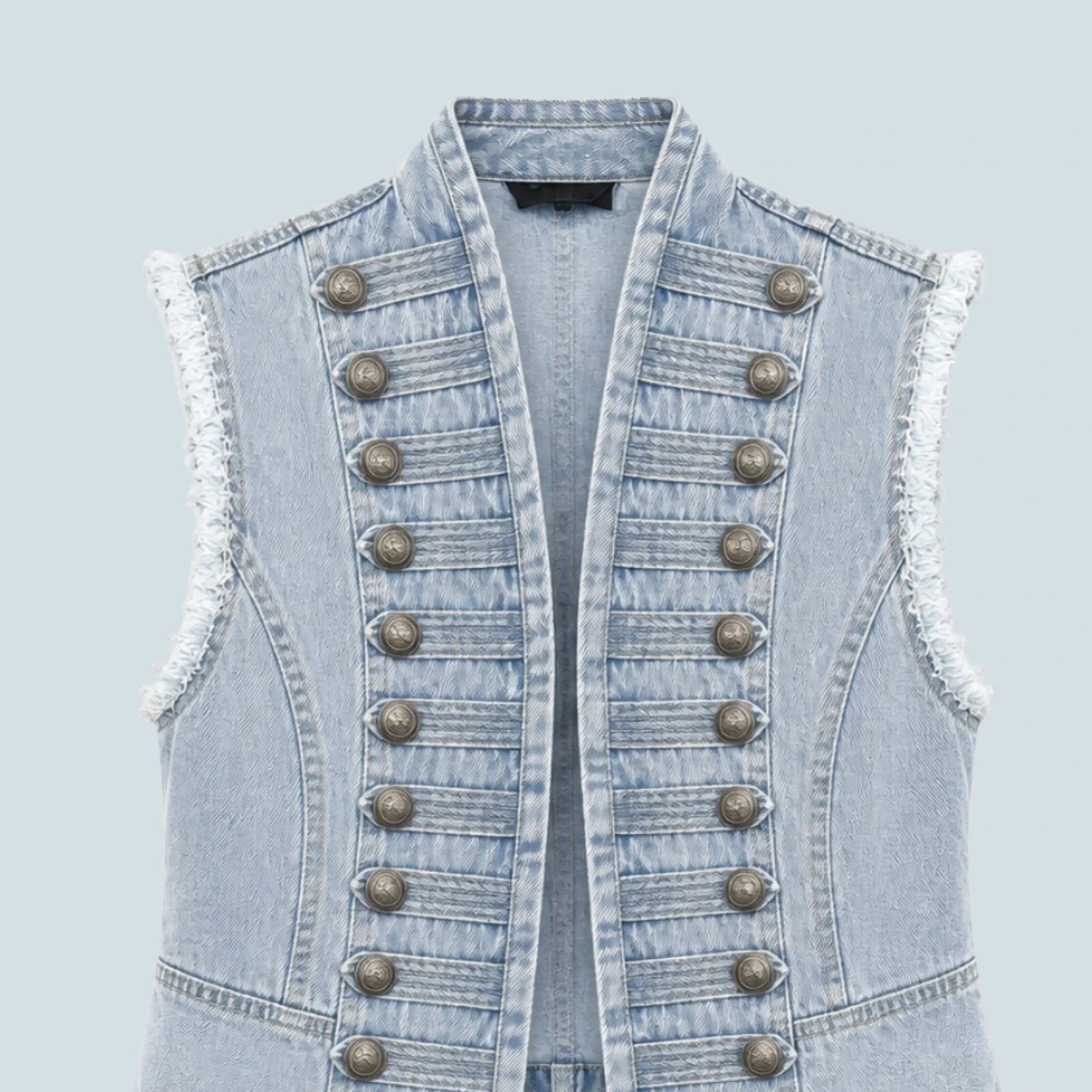 eBoutike Top Denim Napoleon Vest