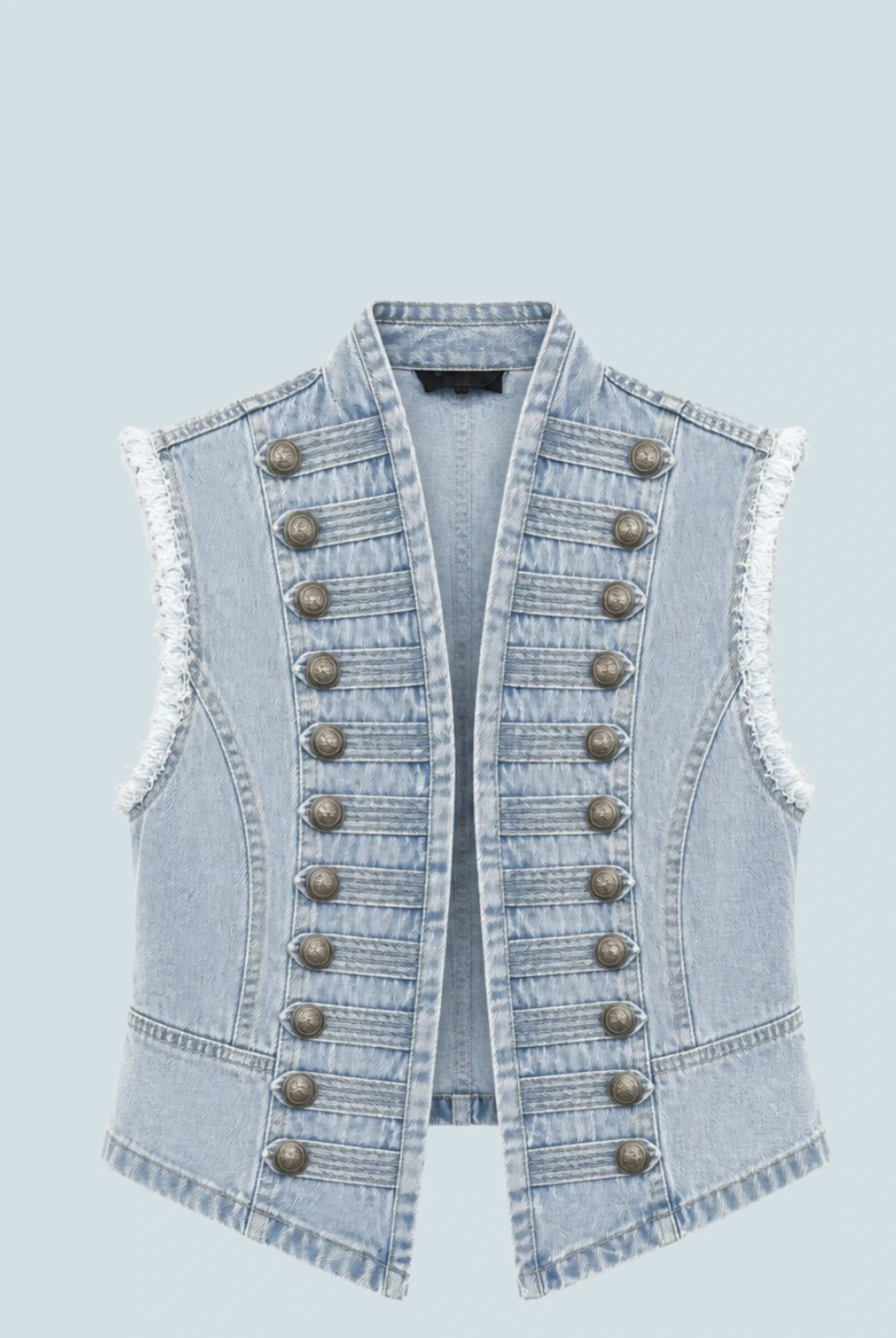 eBoutike Top Denim Napoleon Vest