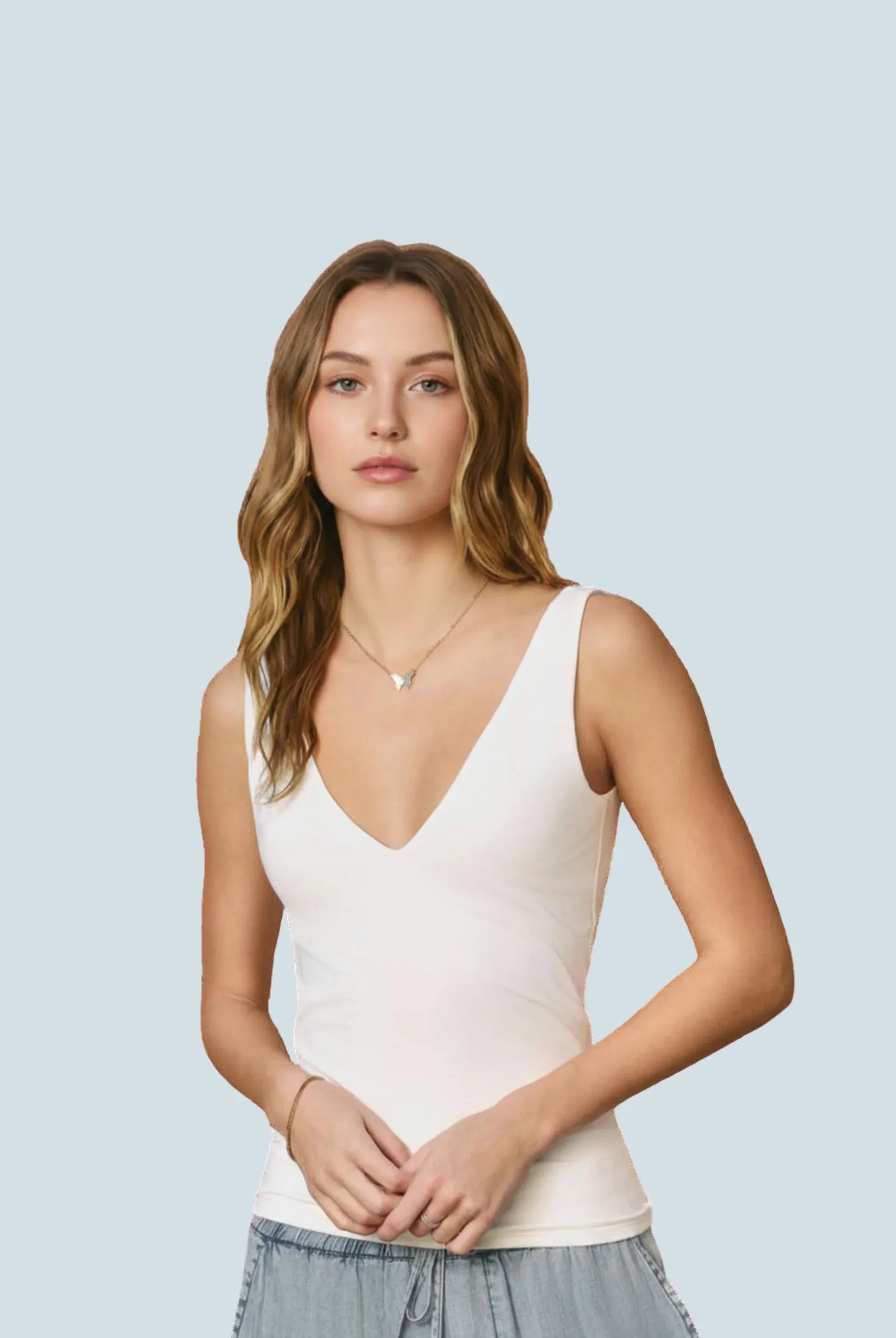 eBoutike Top V Neck Double Faced Top
