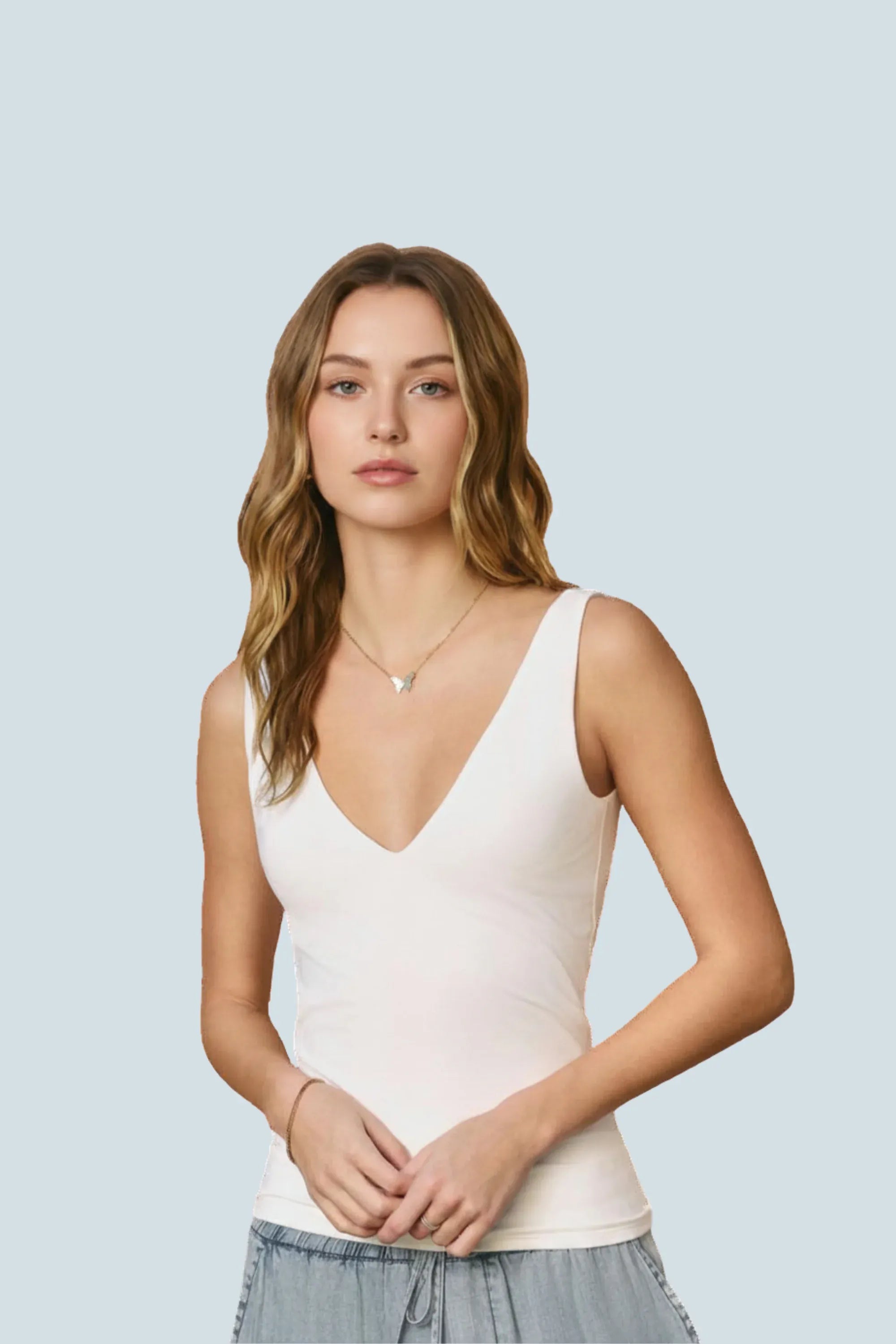 eBoutike Top V Neck Double Faced Top
