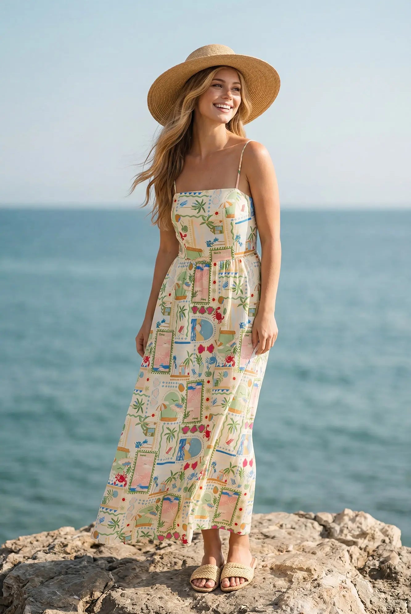 eBoutike Dress Tropical Printed Maxi Dress with pockets