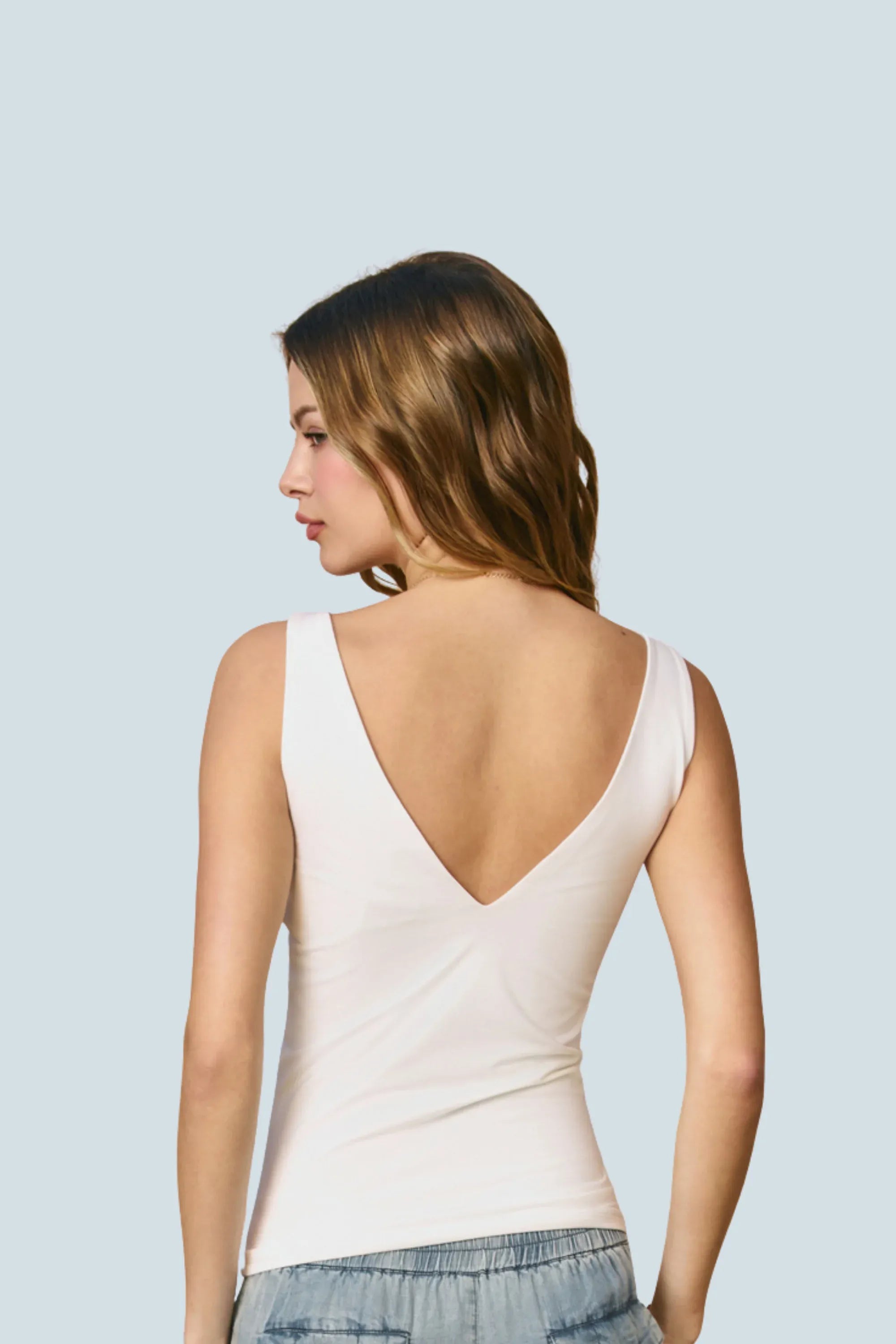 eBoutike Top V Neck Double Faced Top