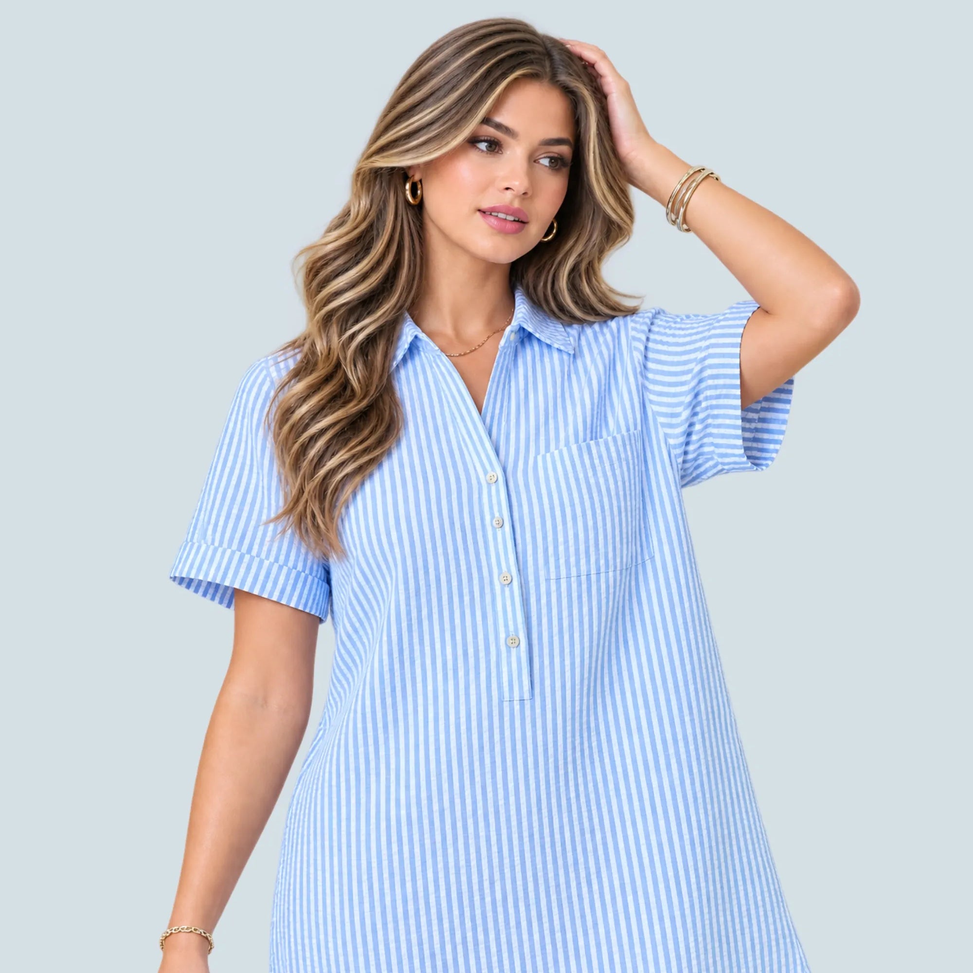 eBoutike Dress Shirt Dress with pockets
