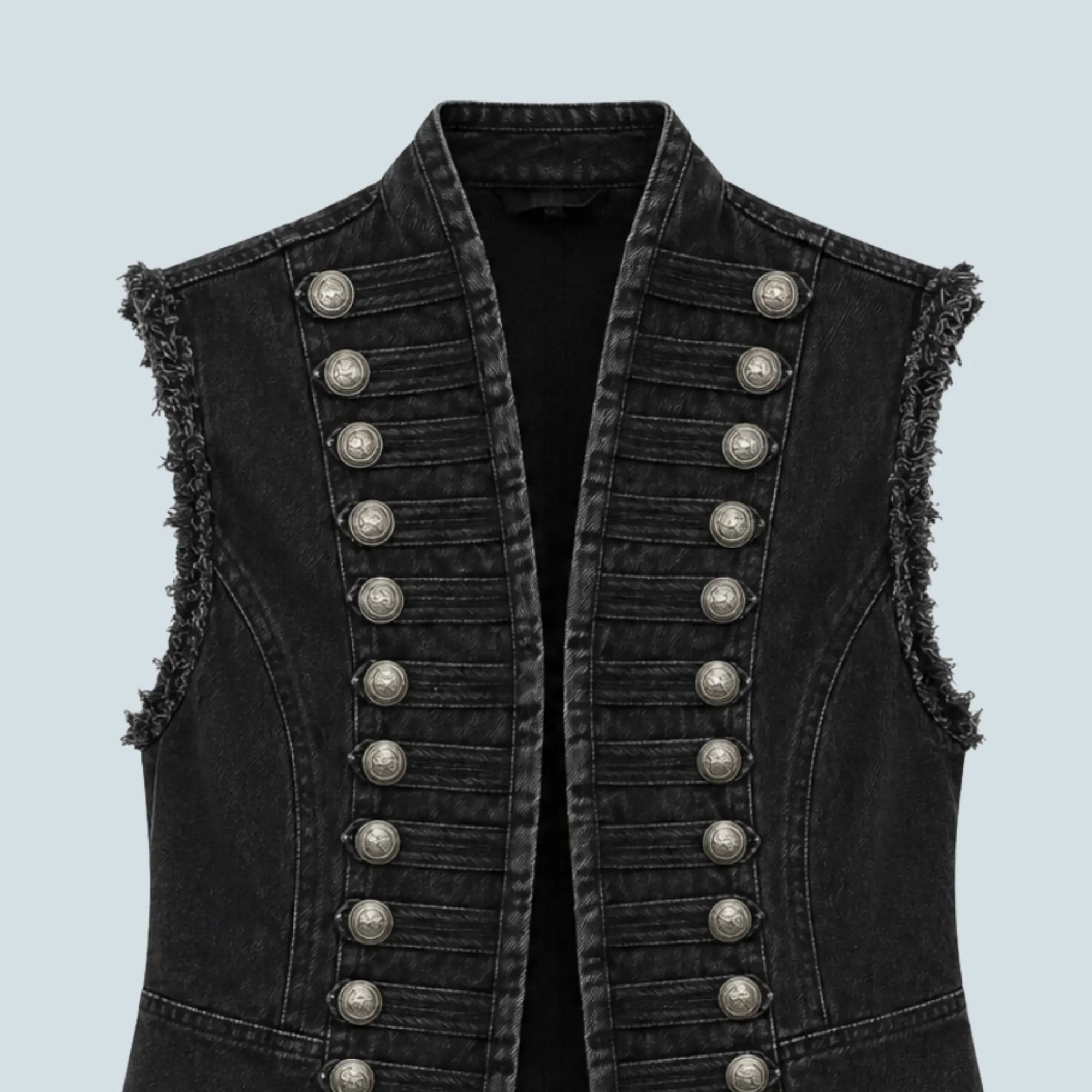 eBoutike Top Denim Napoleon Vest