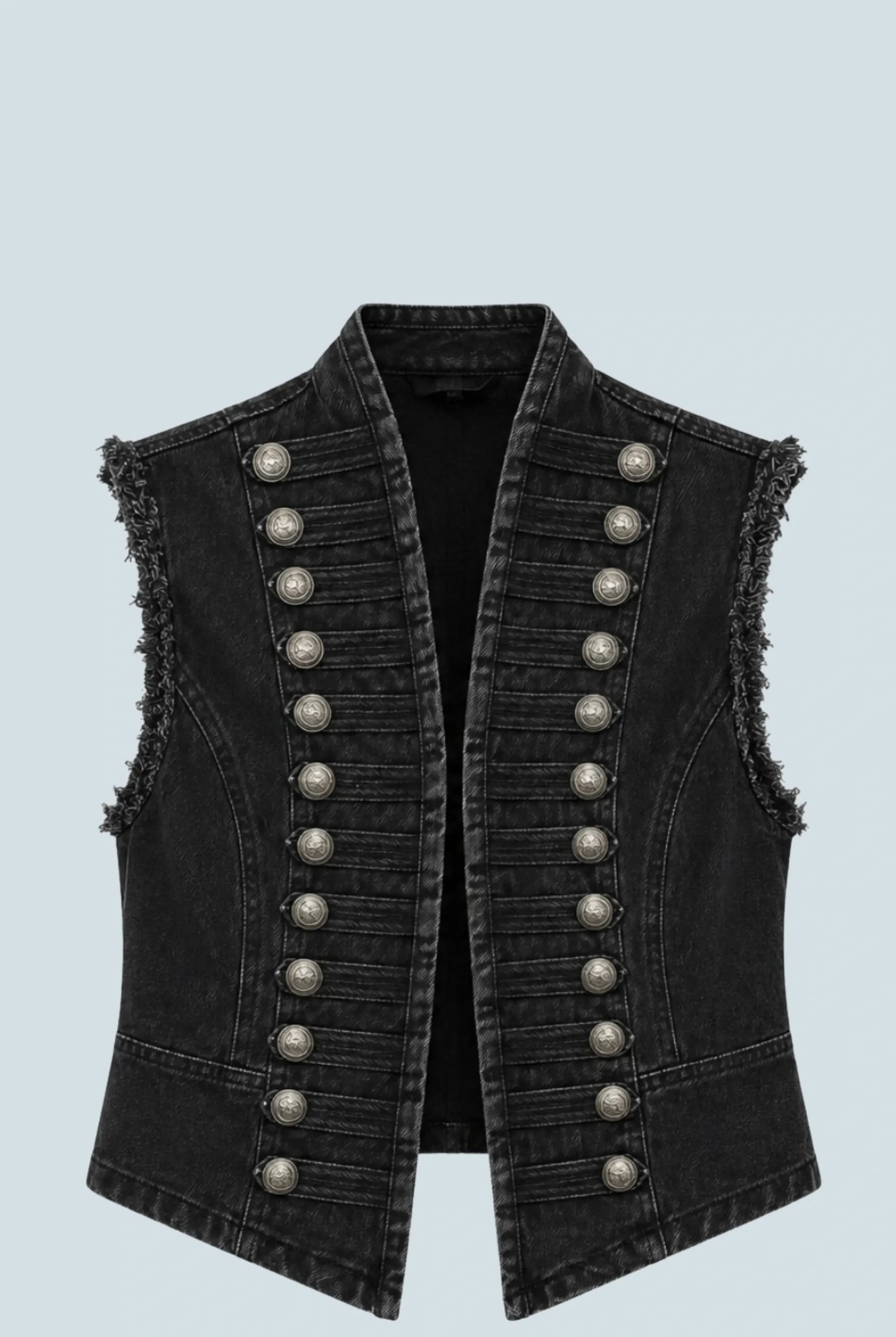 eBoutike Top Denim Napoleon Vest