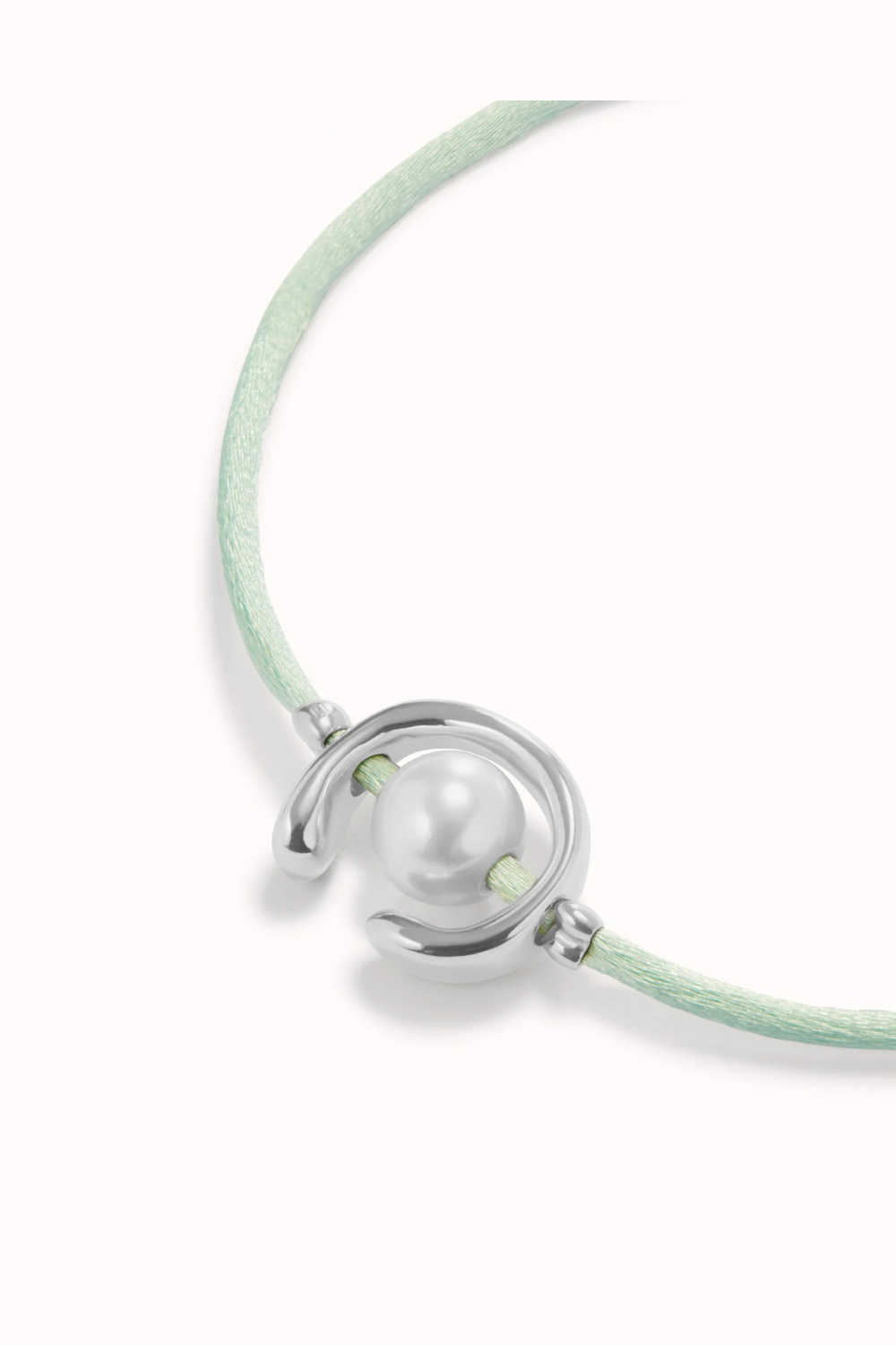UNOde50 Bracelet Sterling silver-plated blue green thread bracelet with shell pearl accessory