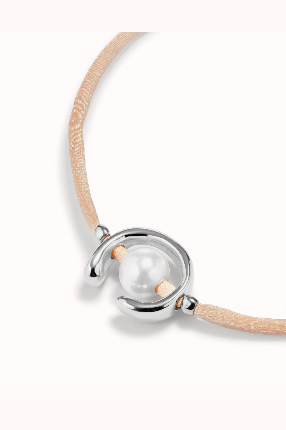 UNOde50 Bracelet Salmon cord bracelet with a pearl