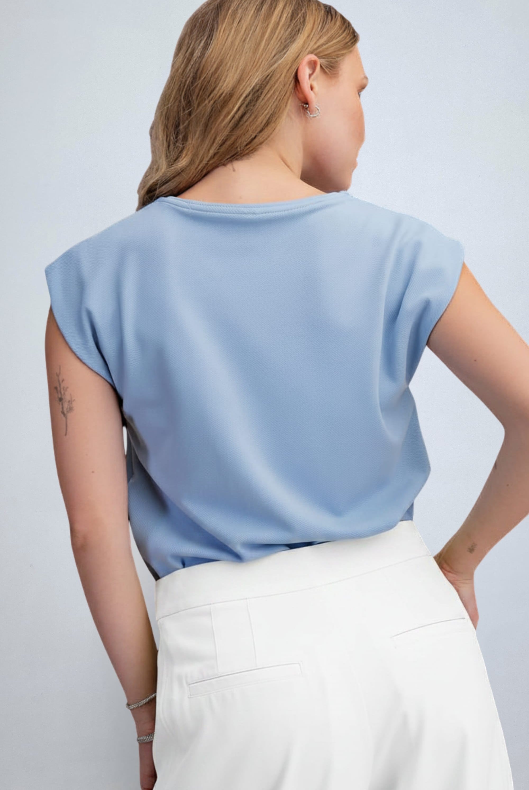 eBoutike Top Round Neck Drop-shoulder