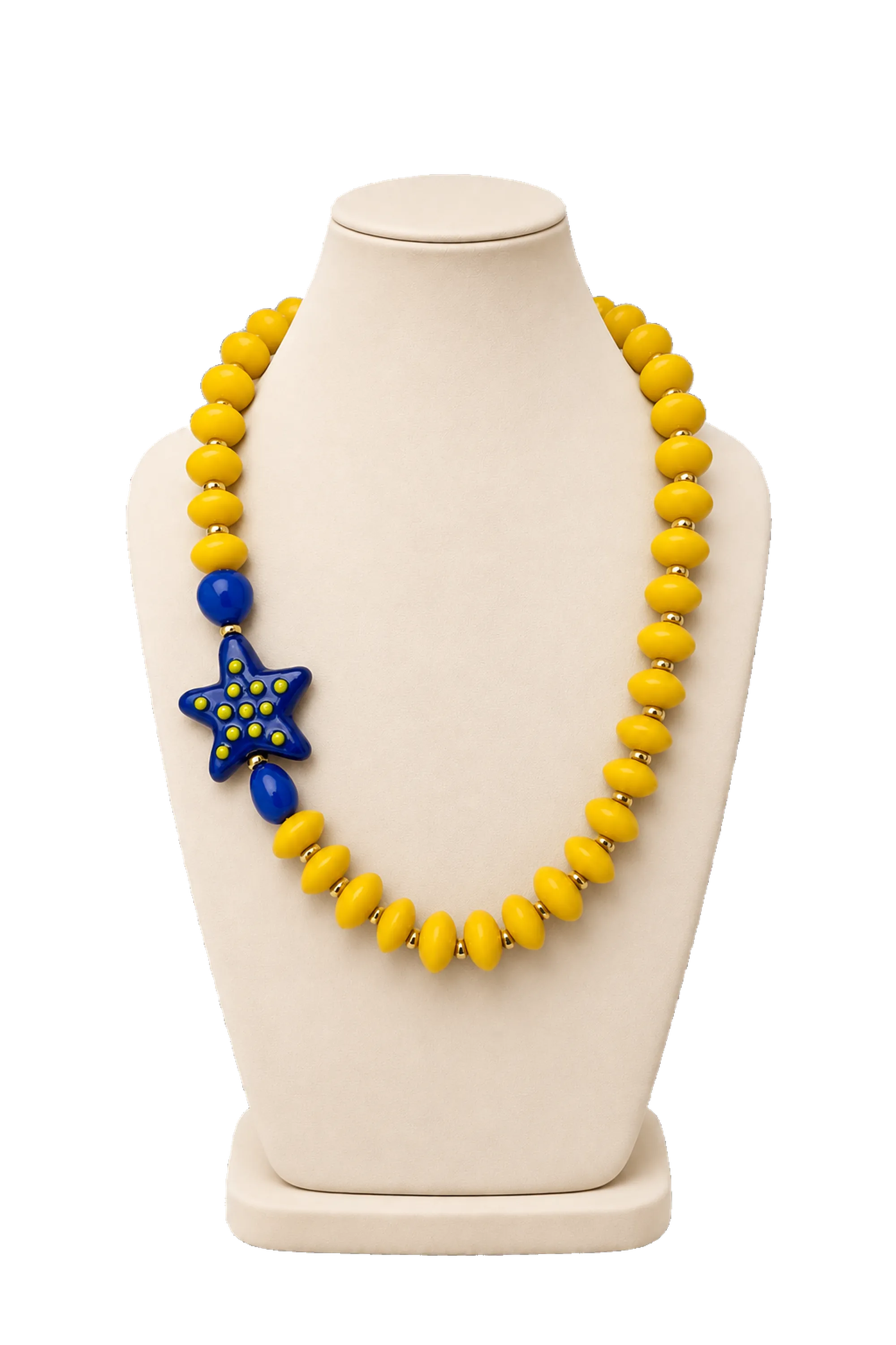 eBoutike Necklace Rondelle Collar Bead with Star and Blue Hearts