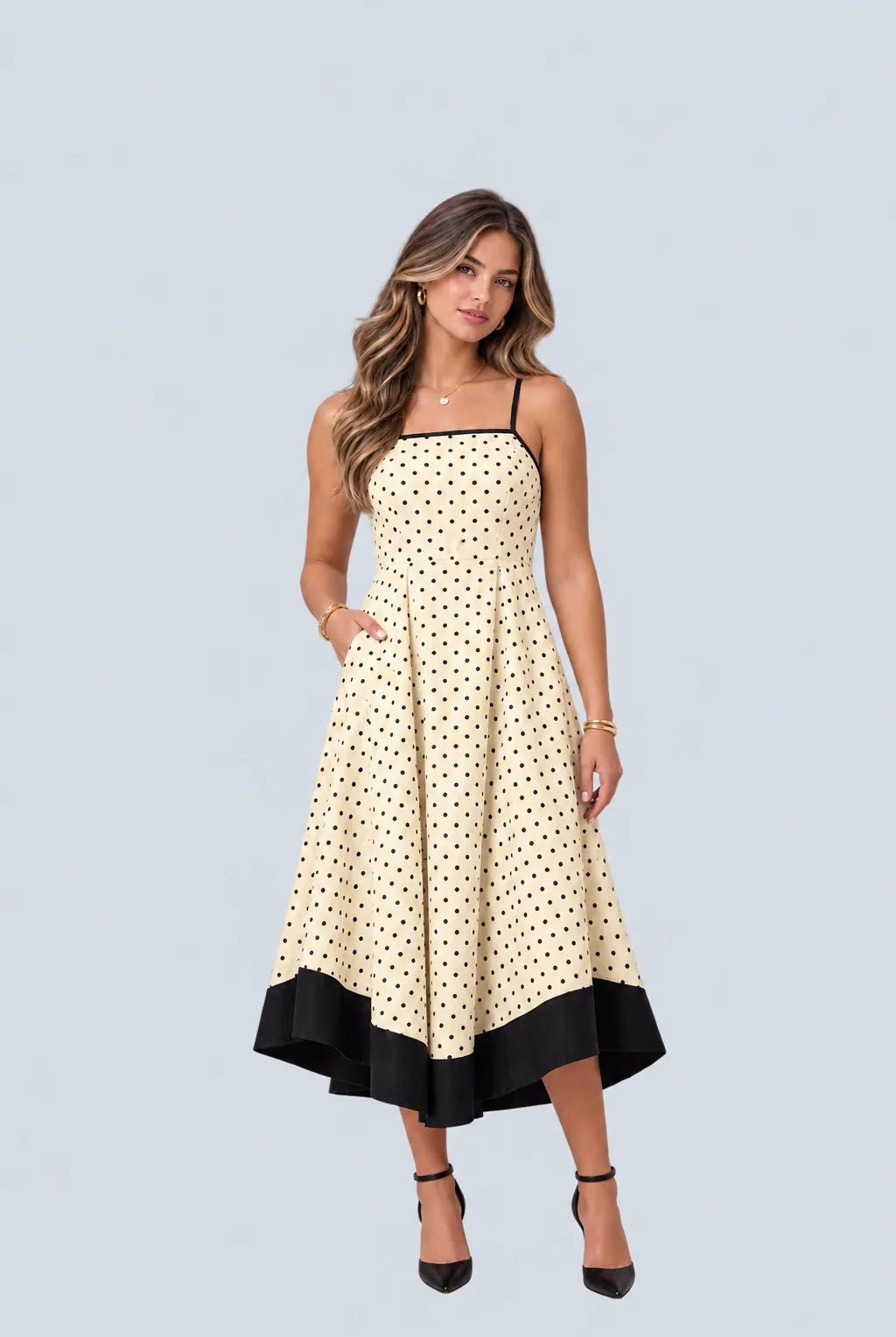 eBoutike Dress Polka Dot Midi Dress