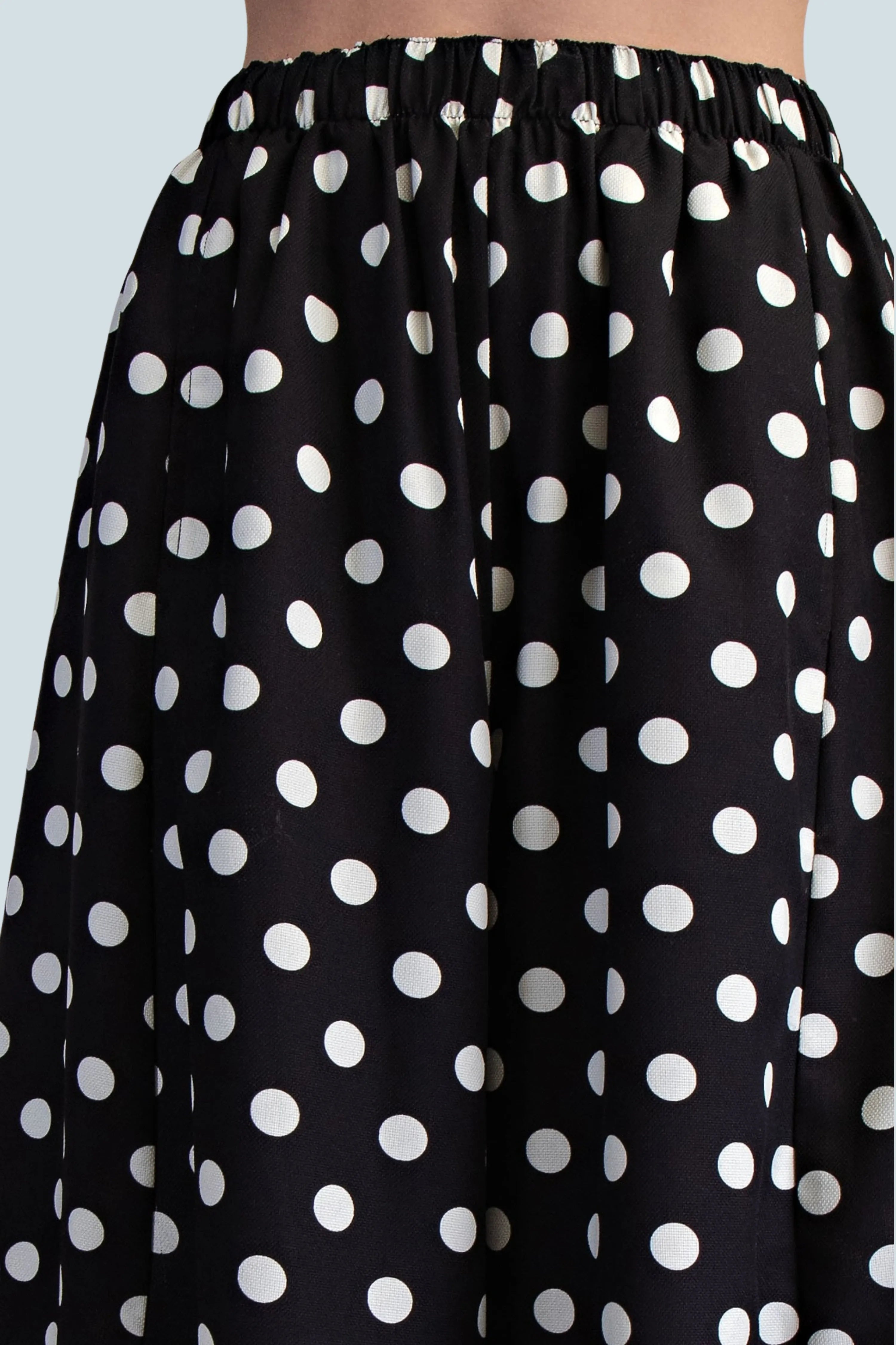 eBoutike Bottom Mid-Rise Volume Leg Elastic Band Polka Dot Pants
