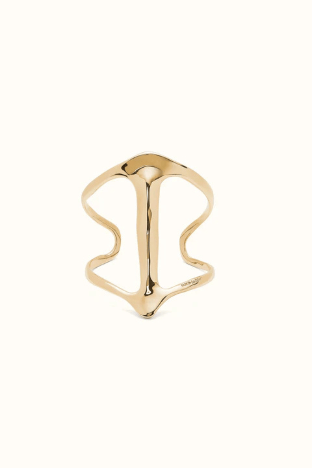 UNOde50 Bracelet Rigid 18K gold-plated bracelet with manta ray structure and topaz