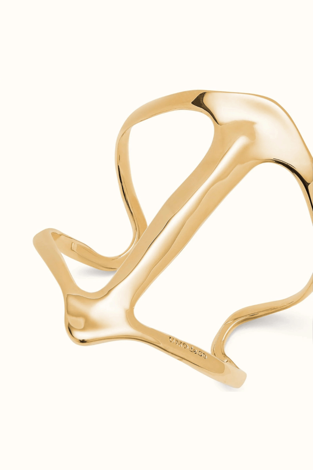 UNOde50 Bracelet Rigid 18K gold-plated bracelet with manta ray structure and topaz
