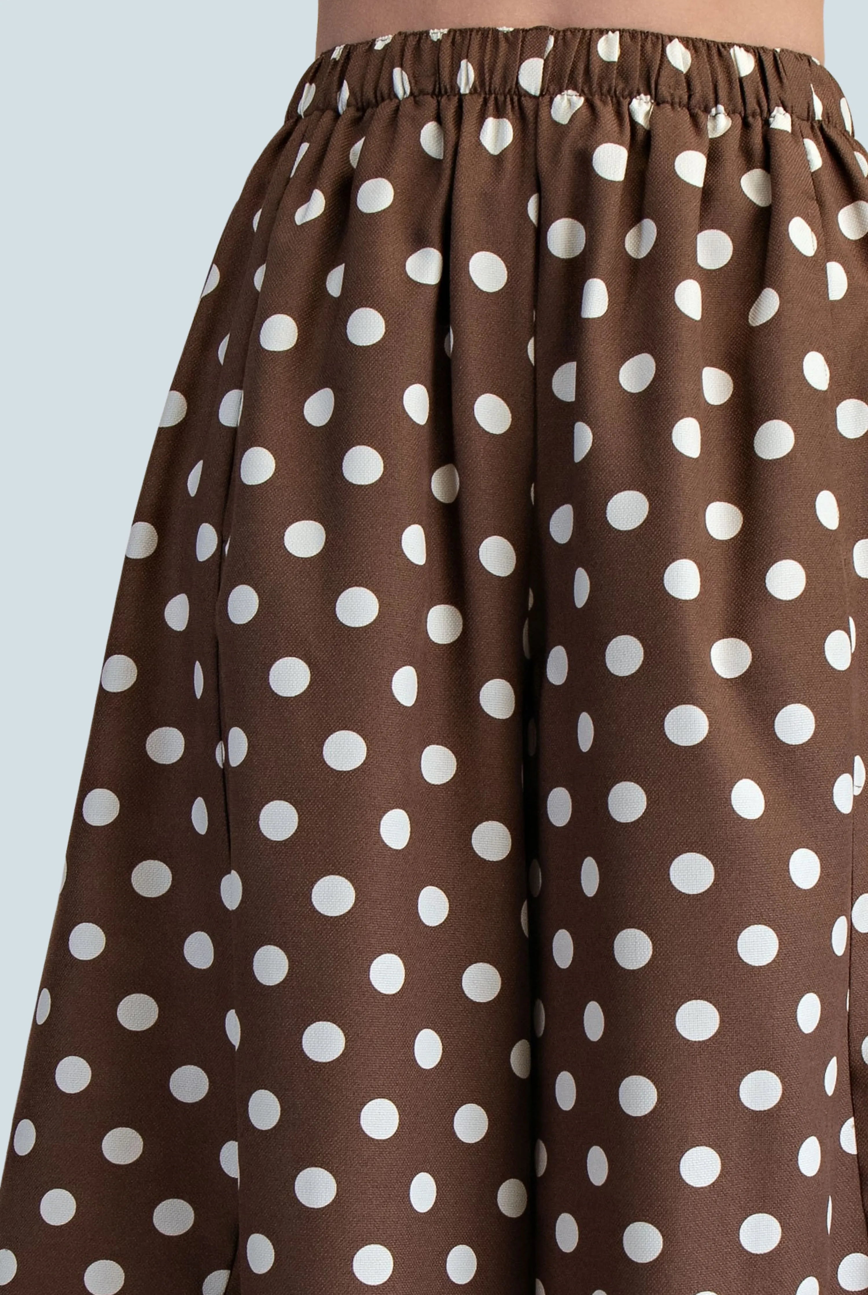 eBoutike Bottom Mid-Rise Volume Leg Elastic Band Polka Dot Pants