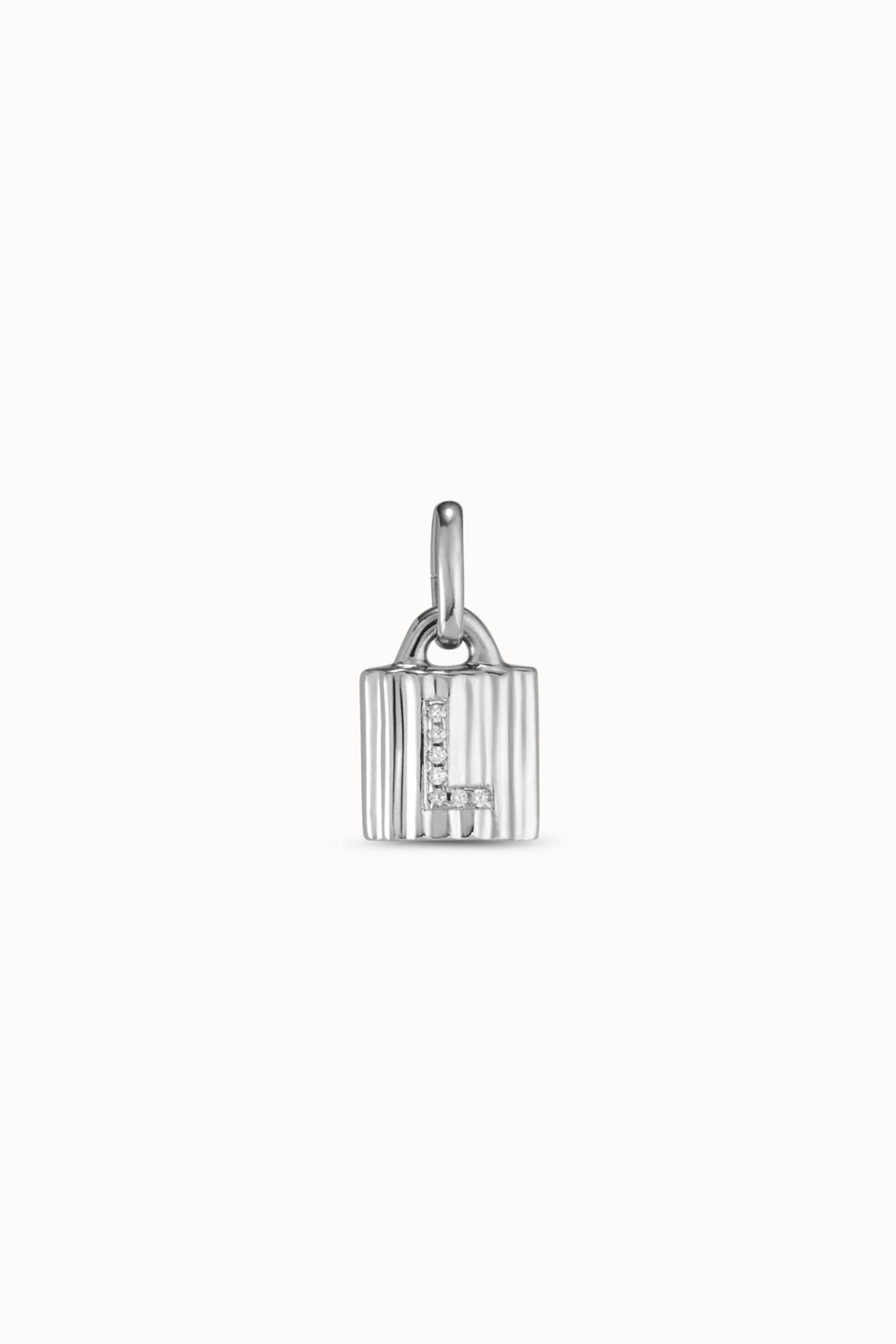 eBoutike Charm Sterling silver-plated padlock charm with topaz letter L