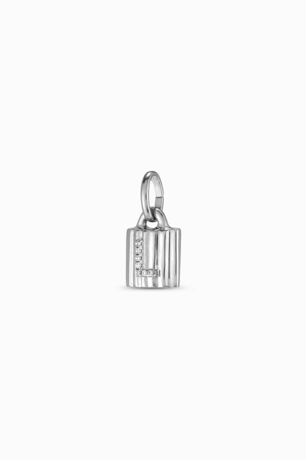 eBoutike Charm Sterling silver-plated padlock charm with topaz letter L