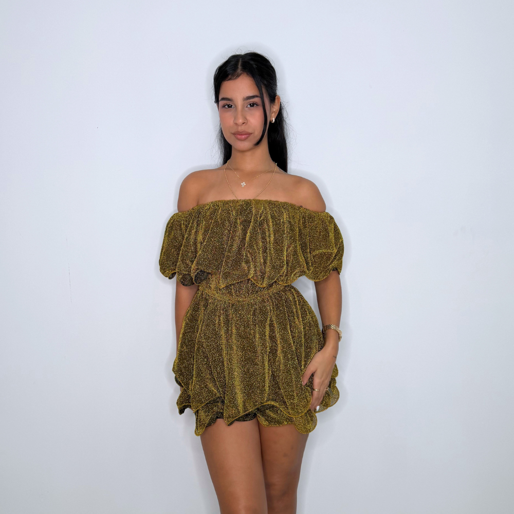 Lurex Off Shoulder Romper