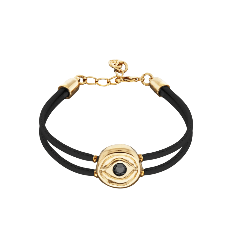 UNOde50 Bracelet Double leather birthstone bracelet with eye